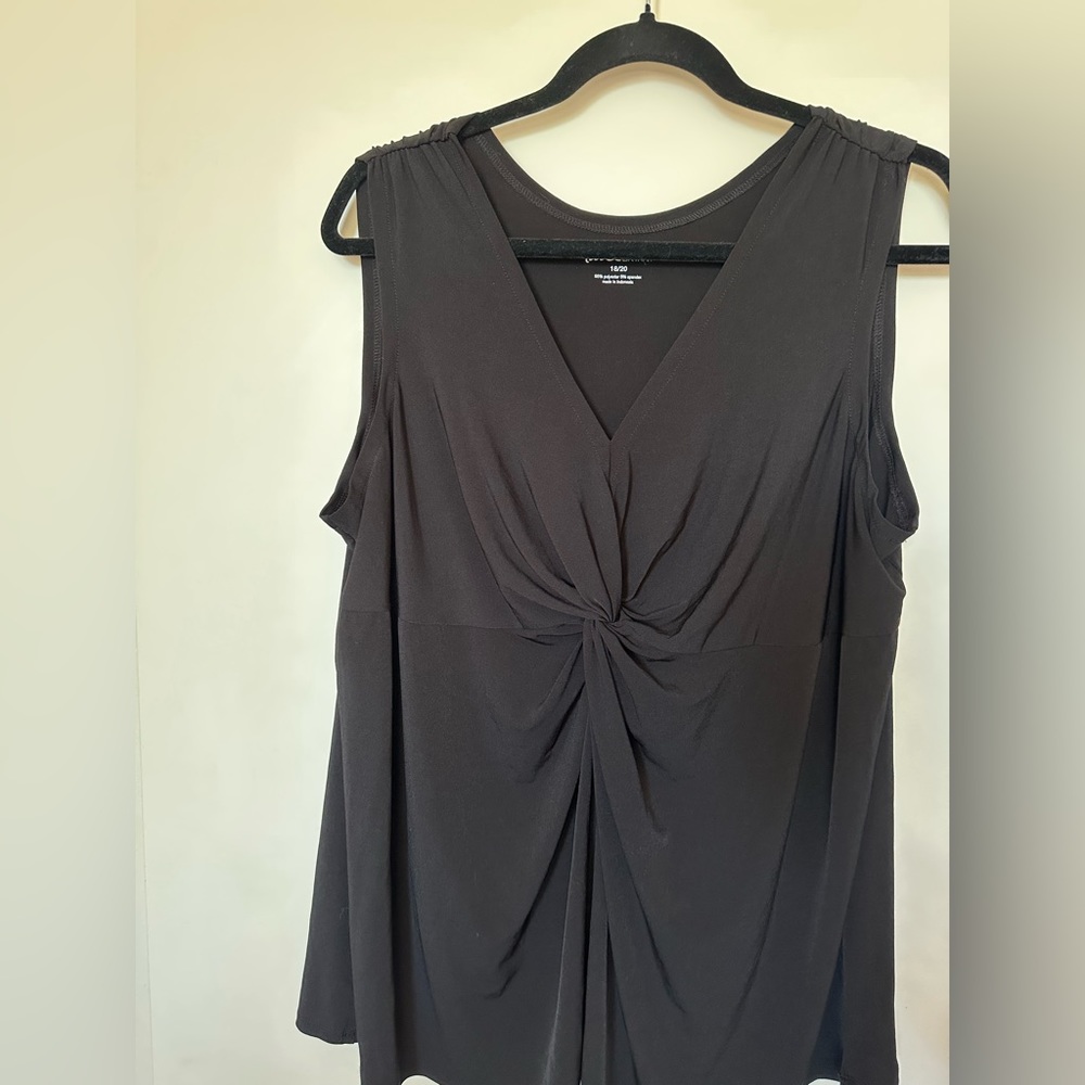 Lane Bryant Twist Front Black Sleeveless Blouse